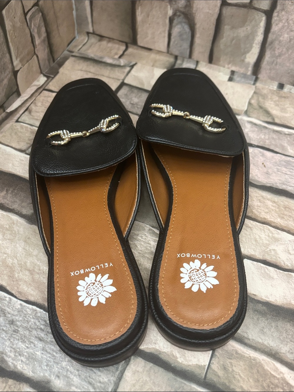 Yellow Box Jolene black loafer mules - Picture 8 of 11